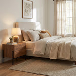 Load image into Gallery viewer, Modern Nightstand with Black Metal Legs Natural Wood Finish &amp; Spacious Drawer
