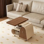 Load image into Gallery viewer, Modern Extendable Coffee Table with Walnut Finish Top and Hidden Storage Rolling Table
