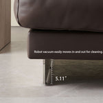 Load image into Gallery viewer, Modern Low-Profile Leather Sofa Deep Brown Upholstery with Wide Armrests &amp; Metal Legs
