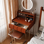 Load image into Gallery viewer, Brown Makeup Vanity Table Set with LED Mirror &amp; Stool
