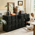 Load image into Gallery viewer, Modern Black Sculptural Sideboard Cabinet Geometric Panel Storage Buffet Cabinet for Dining Room Living Room
