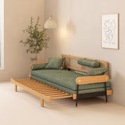 Modern Minimalist Daybed with Wood Frame and Soft Green Upholstery