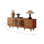 Load image into Gallery viewer, 70&#39;&#39; Solid Wood TV Stand Cabinet Arched Glass Doors Multi Drawer Design Warm Cherry Finish
