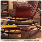 Load image into Gallery viewer, Modern Rocking Lounge Chair Striped Upholstery Accent Chair Curved Armrest Relax Chair
