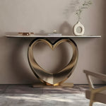 Load image into Gallery viewer, Elegant Heart-Shaped Base Console Table in Gold with Marble Top
