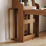 Load image into Gallery viewer, 69'' Rattan Dining Cabinet Table Set Foldable Storage Multi-Chair Design Solid Wood Finish
