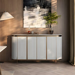 Load image into Gallery viewer, 58.5&quot; Elegant and Modern White and Gold Sideboard Cabinet with Ample Storage
