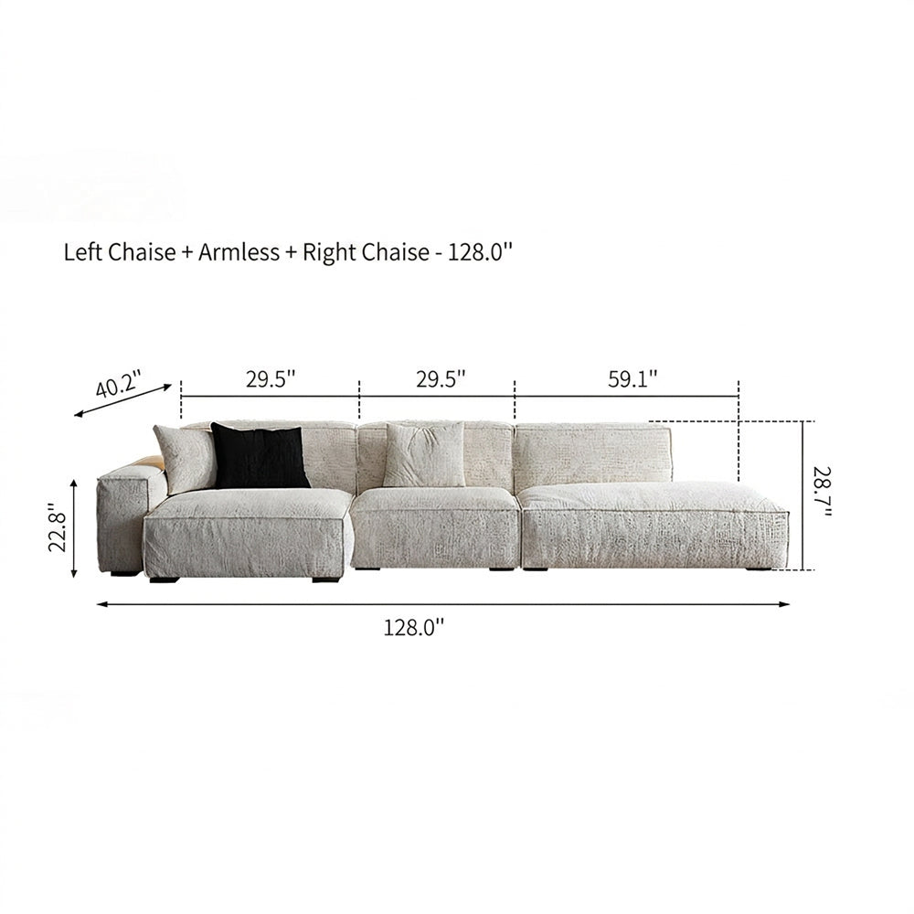 Modern Oversized Sectional Sofa with Deep Seat Chaise and Textured Upholstery
