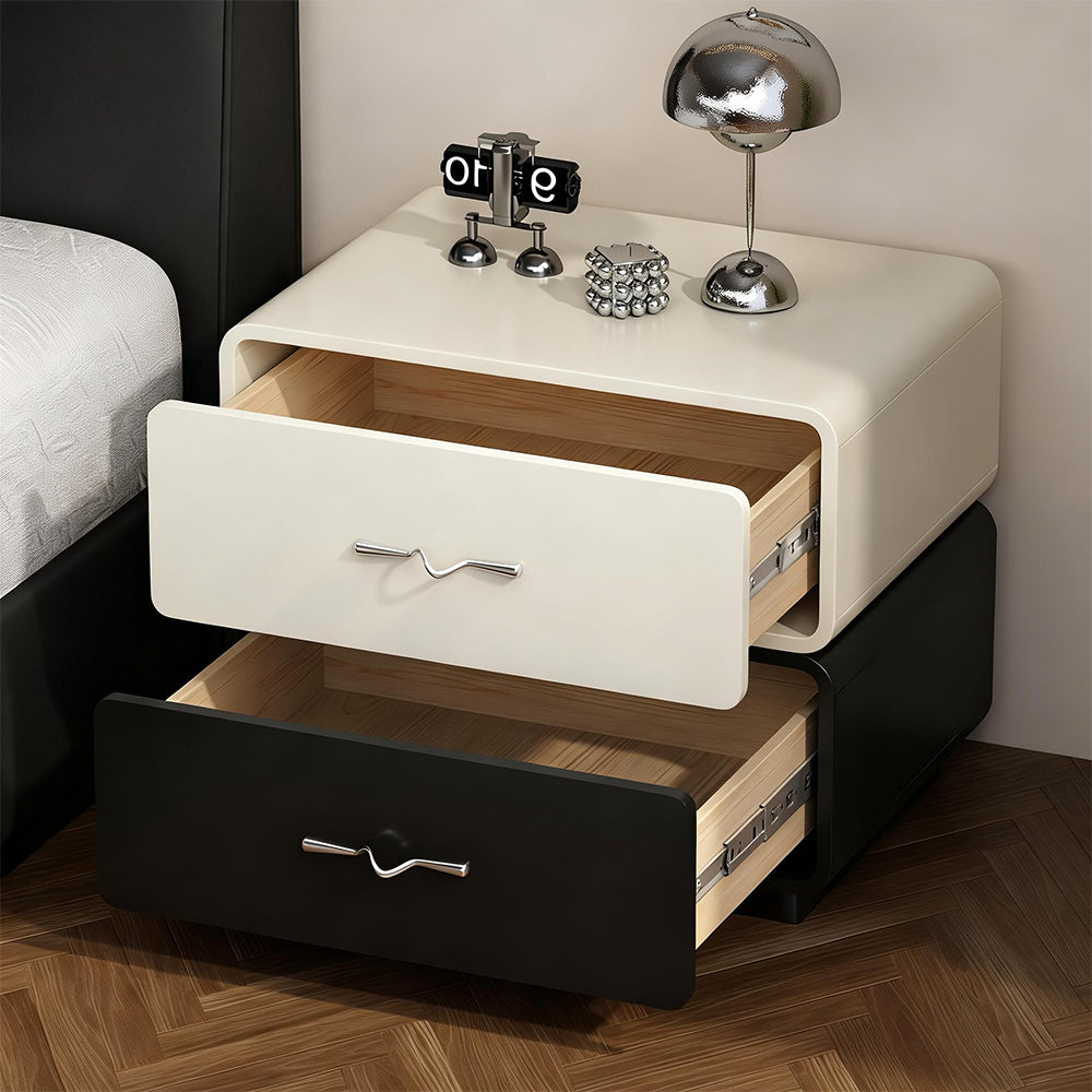 Modern Two-Tone Bedside Table with Soft Rounded Edges and Drawer Storage