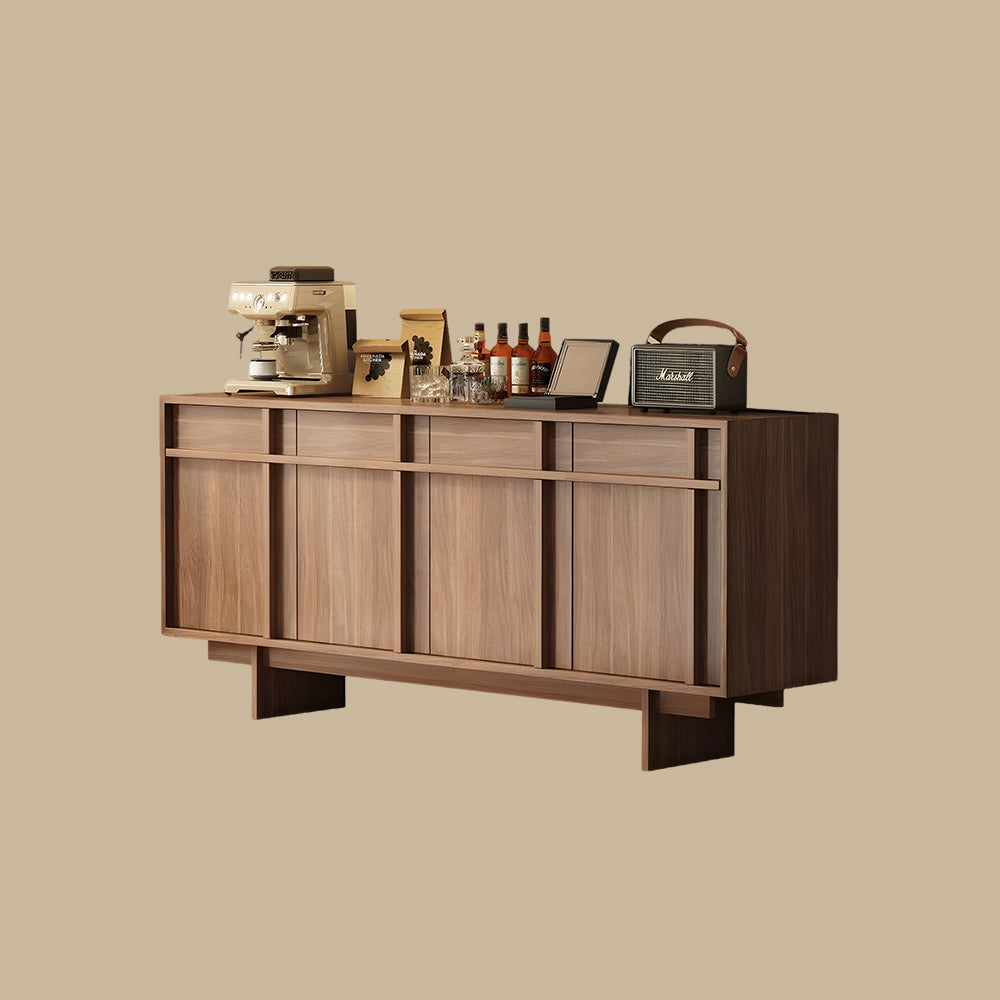 62.9'' Modern Walnut Sideboard Cabinet Wooden Buffet Storage Minimalist Console for Dining Room & Living Room