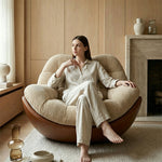 Load image into Gallery viewer, Modern Curved Lounge Chair Upholstered Comfort Accent Chair with Leather Base
