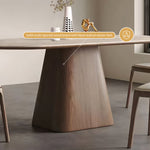 Load image into Gallery viewer, Oval Dining Table Solid Wood Walnut Veneer Base Scratch Resistant Sintered Stone Top Modern Stylish Design
