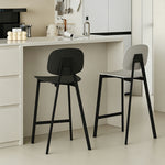Load image into Gallery viewer, Modern Minimalist Bar Stool Black Metal Counter Chair with White Curved Backrest 1 Piece
