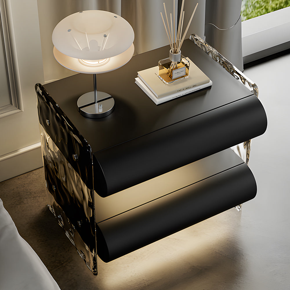 Modern Smart Nightstand Bedside Table with Ambient Lighting and Wireless Charging