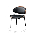 Load image into Gallery viewer, 2PCS Mid Century Dining Chair Curved Back Leather Seat Wood Edge Metal Legs
