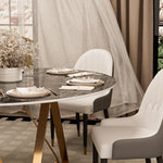 Load image into Gallery viewer, Round Marble Dining Table Modern Gold Metal Base with Lazy Susan
