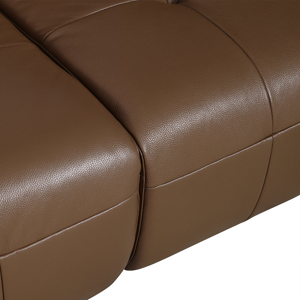 Modern Power Reclining Leather Sofa Individual Seat Control Remote Adjustable Straight Lounge Couch