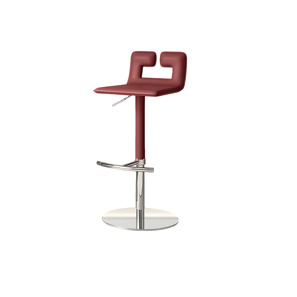 Modern Adjustable Swivel Bar Stool with Cutout Backrest 1 Piece
