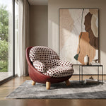 Load image into Gallery viewer, Modern Polka Dot Lounge Chair with Rounded Cushion &amp; Wood Legs

