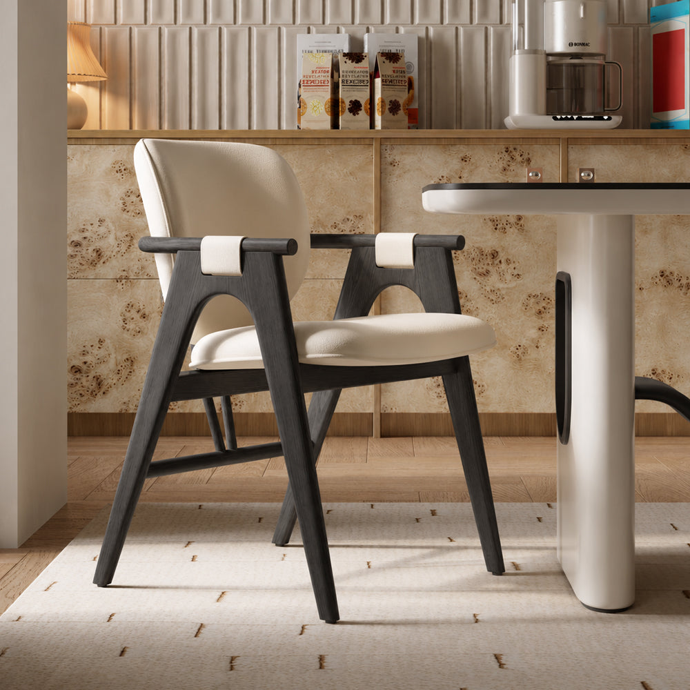 Modern Upholstered Dining Chair with Solid Wood Frame and Armrests 1 Piece