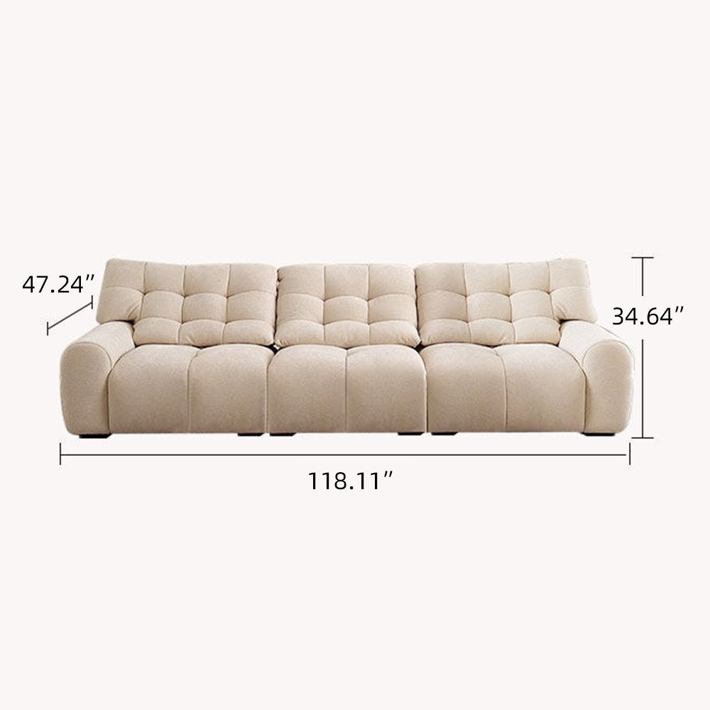 Modern Upholstered Sofa Movable Backrest Fabric Couch Minimalist Living Room Sofa