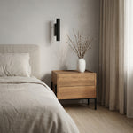 Load image into Gallery viewer, Modern Nightstand with Black Metal Legs Natural Wood Finish &amp; Spacious Drawer
