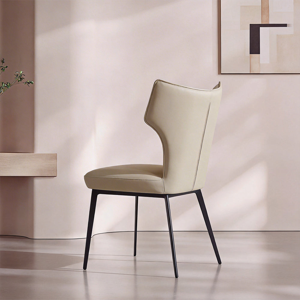 Modern Faux Leather Dining Chair with Sculpted High Back Black Metal Legs 1 Piece