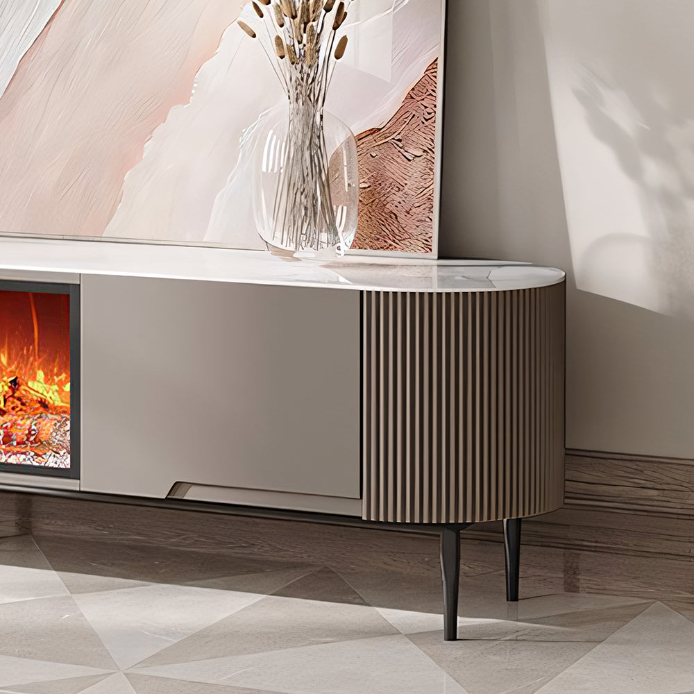 Contemporary Gray Electric Fireplace TV Stand with 3-Color LED Lights for 65 to 85-inch TVs