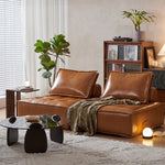 Load image into Gallery viewer, Modern Modular Vintage Leather Sofa Tufted Deep Seat Lounge Sofa Oil Wax Top Grain Leather

