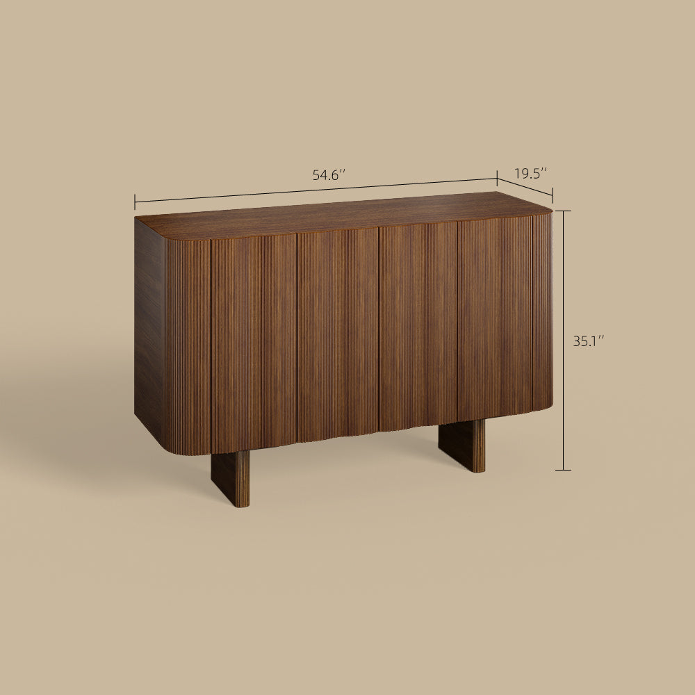 54.6'' Modern Fluted Wood Sideboard Cabinet with Mid-Century Legs