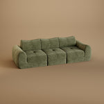 Load image into Gallery viewer, 101&#39;&#39; Convertible Sofa Bed Three Seater Olive Green Upholstered Tufted Cushion Modern Curved Arm Modular Design
