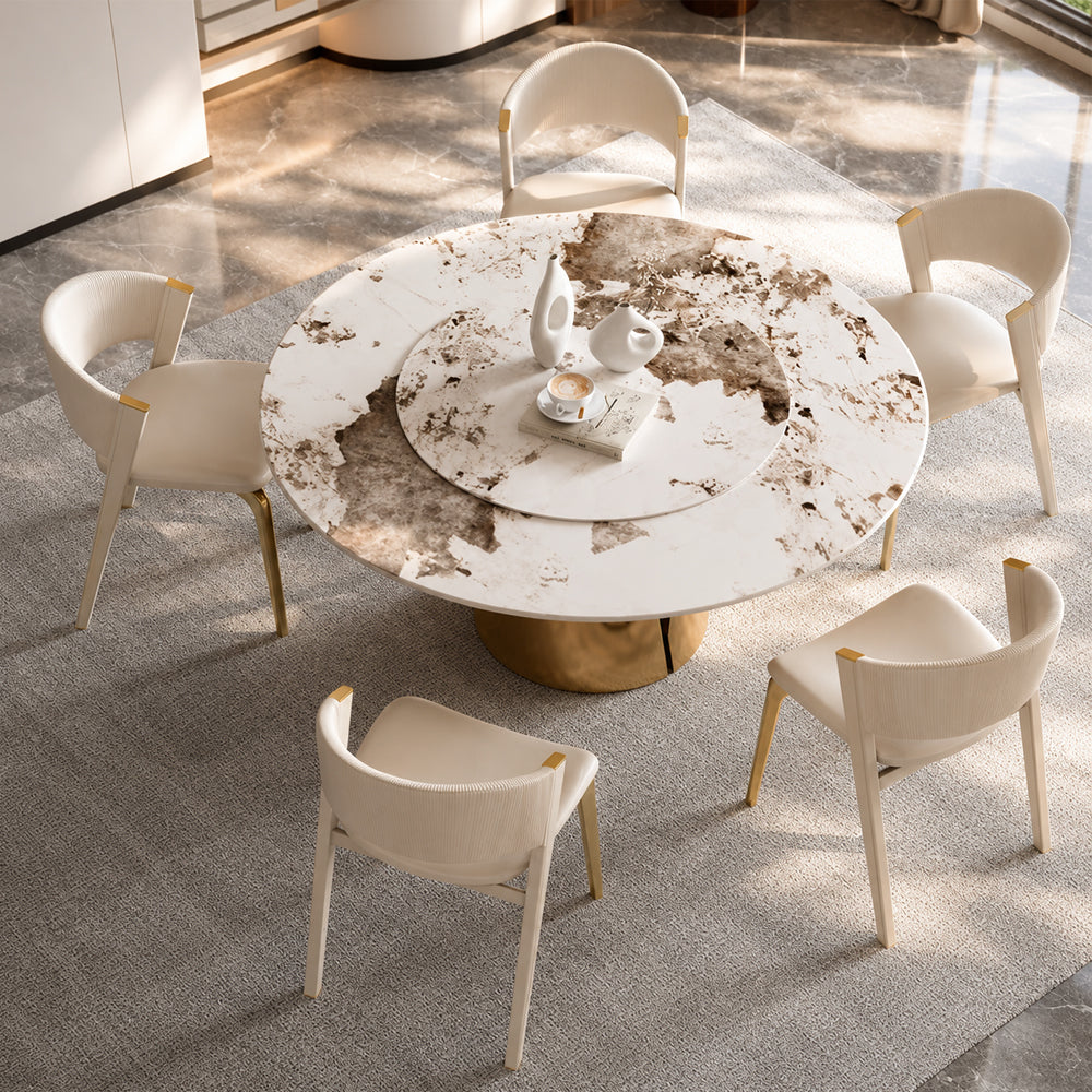 Modern Upholstered Dining Chair Set of 2 with Gold Metal Legs and Channel-Tufted Backrest