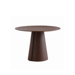 Load image into Gallery viewer, Modern Round Dining Table with Walnut Veneer Top &amp; Travertine-Inspired Pedestal Base
