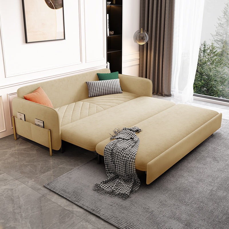 Sofa Bed Solid Wood Metal Frame Velvet Upholstery Storage Drawer Convertible