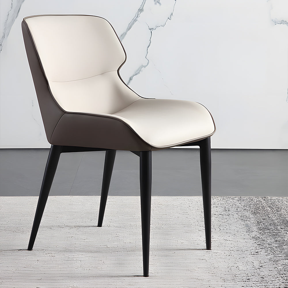 Set of 2 Modern Elegant Dining Chairs Premium Leather Upholstery with Sleek Metal Legs