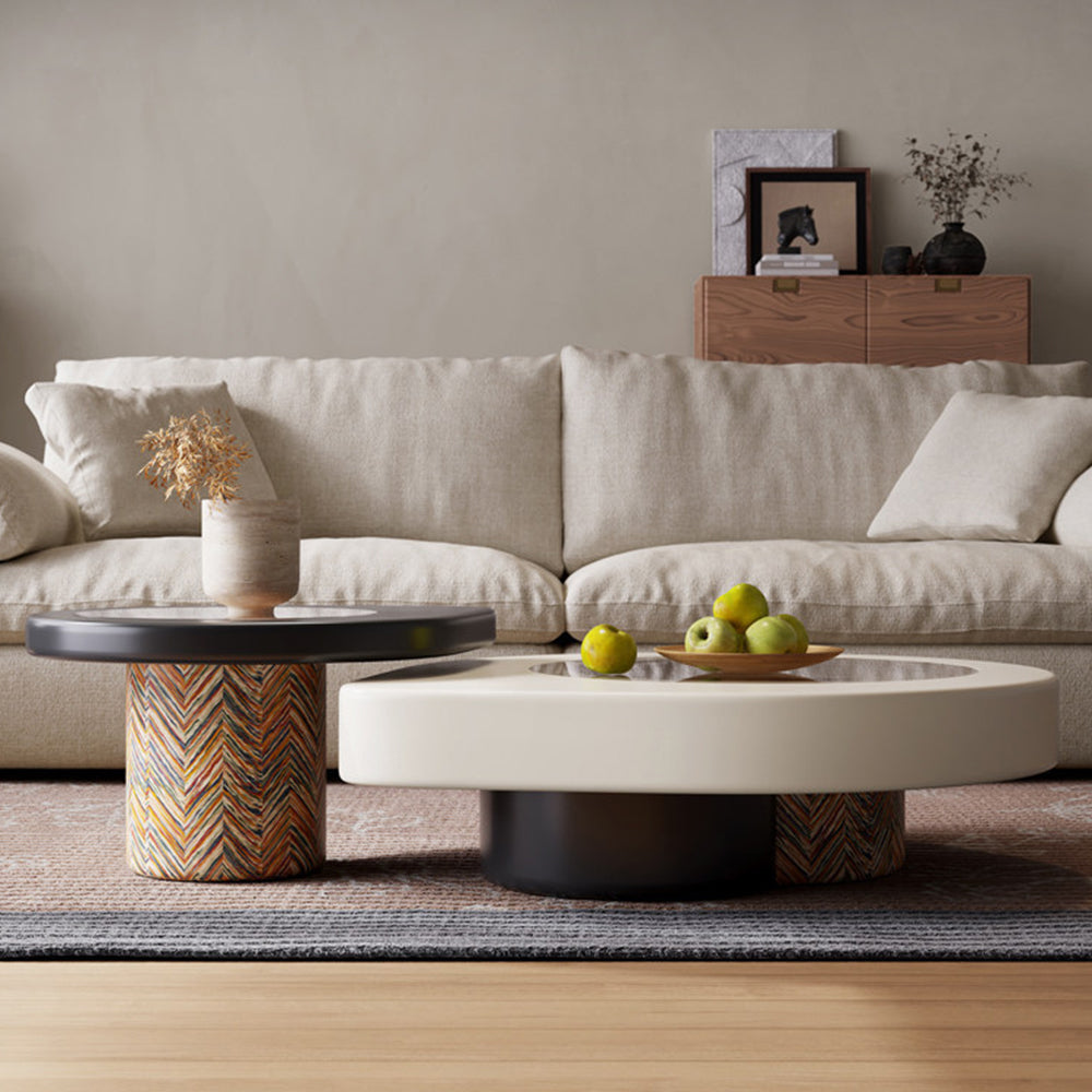 Modern Irregular Nesting Coffee Table Set Minimalist Lacquer Finish Living Room Tea Table