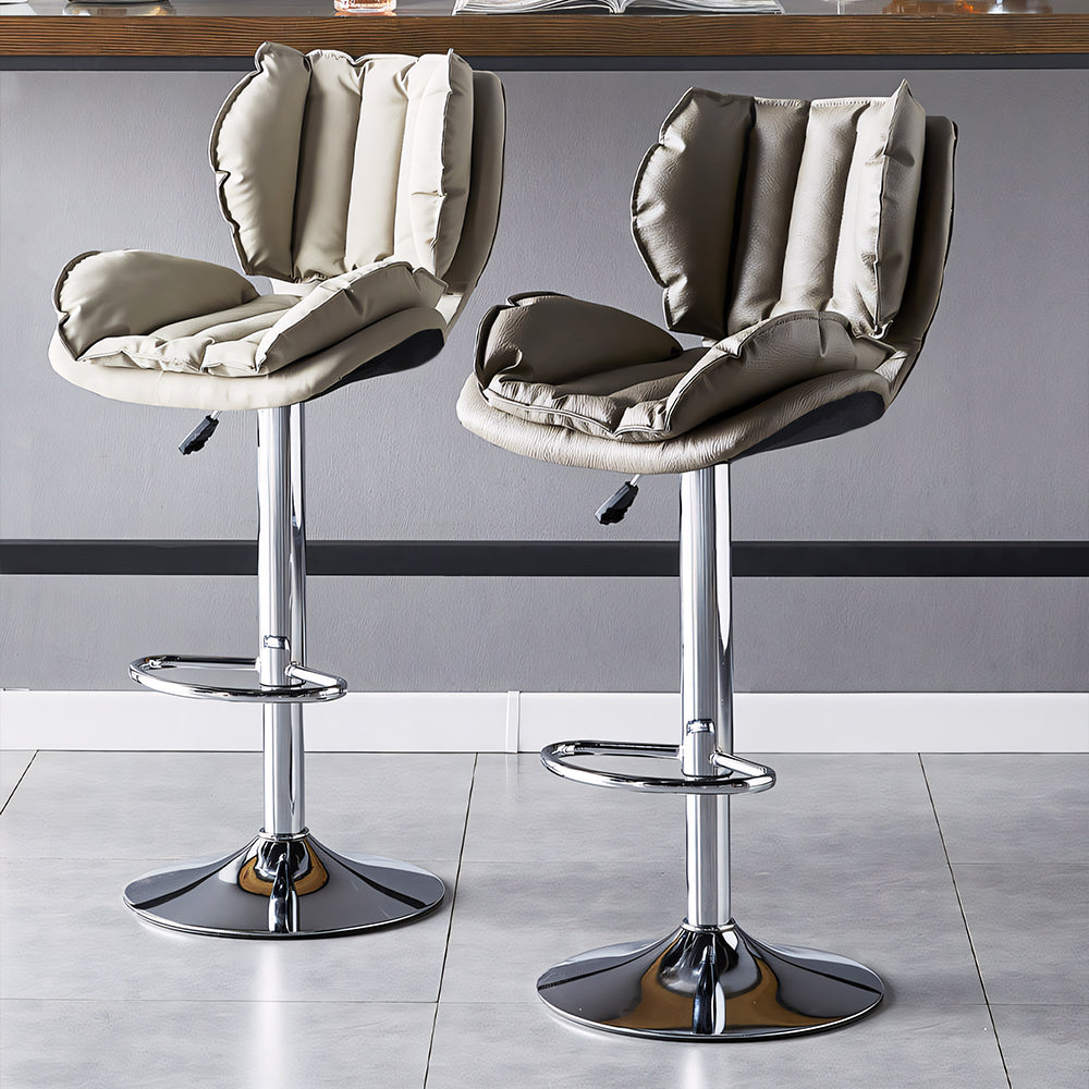 Modern Upholstered Bar Stool with Armrests PU Leather Counter Chair Metal Frame Kitchen Island Bar Chair 1 Piece