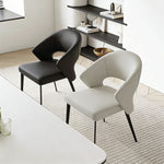 Load image into Gallery viewer, 2PCS Modern Curved Upholstered Dining Chair Leather Accent Armchair with Black Metal Legs
