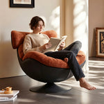 Load image into Gallery viewer, Modern Lounge Swivel Chair Linen Upholstered Fabric with Curved Design and Metal Base
