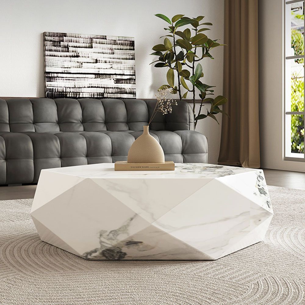 Modern Minimalist Sintered Stone Coffee Table Geometric Design for Contemporary Living Spaces
