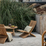 Load image into Gallery viewer, Modern Curved Solid Wood Lounge Chair with Sculptural Slatted Design
