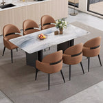 Load image into Gallery viewer, Set of 2 Modern Faux Leather Dining Chair with Curved Backrest Upholstered Seat Carbon Steel Legs Minimalist Dining Room Chair
