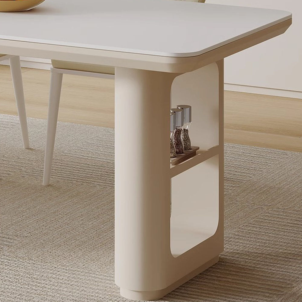White Multi-Function Expandable Kitchen Island with Storage & Built-In Outlets
