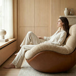Load image into Gallery viewer, Modern Curved Lounge Chair Upholstered Comfort Accent Chair with Leather Base

