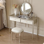 Load image into Gallery viewer, 45.6'' Modern Luxury Vanity Desk Shell Inlay Finish Makeup Table with Mirror and Drawers

