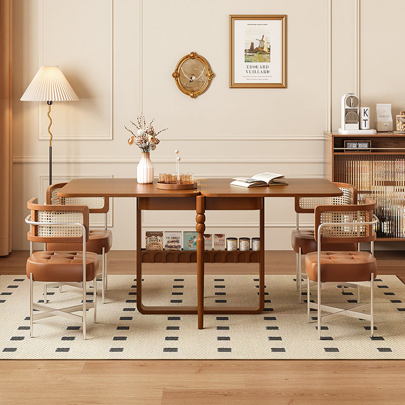 31.5″–63″ Extendable Dining Table Built-in Storage Rounded Tall Legs
