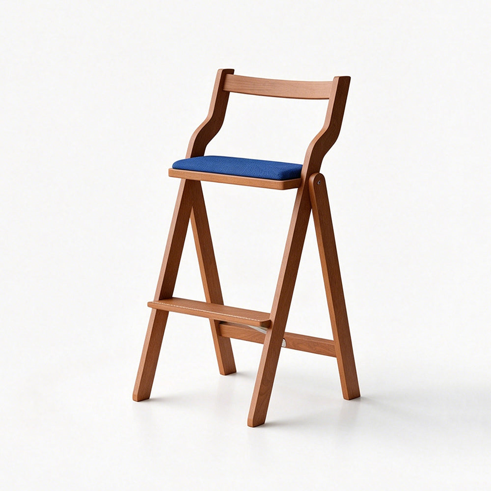 Modern Minimalist Counter Stool Solid Wood Bar Chair with Upholstered Seat 1 Piece