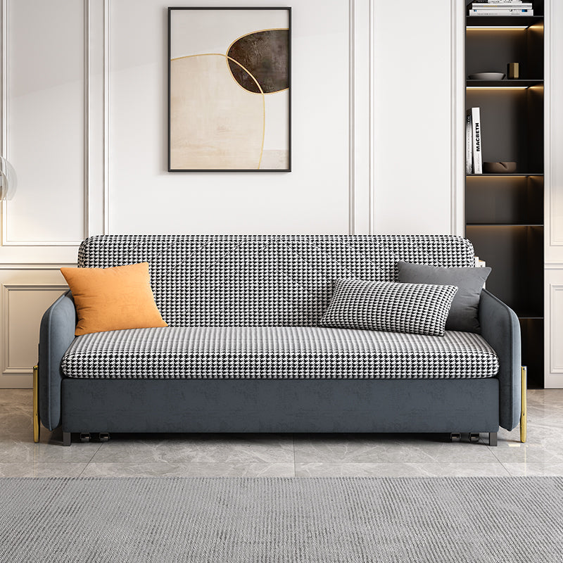 Sofa Bed Solid Wood Metal Frame Velvet Fabric Modern Convertible