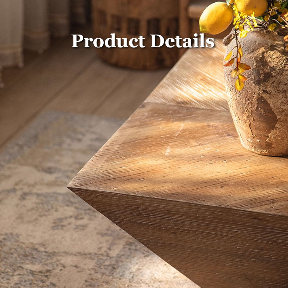 35" Wabi-Sabi Vintage Distressed Square Coffee Table Artistic Rustic