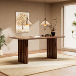 Load image into Gallery viewer, 62.4″/70.2″ Rectangular Wooden Dining Table Modern Minimalist Design Sculpted Legs
